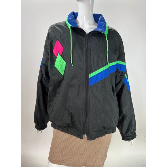 Casual Club Vintage Retro Windbreaker  M Black   Nylon - Picture 16 of 16